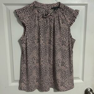 Adrianna Papell Pretty Ruffle Neck and Sleeve Top